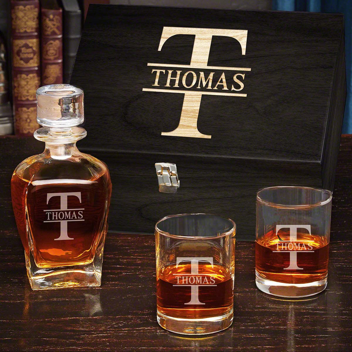 Oakmont Personalized Whiskey Decanter Gift Set - Custom Engraved Barware for Men - Perfect for Anniversary, Birthday & Retirement Gifts - Whiskey Lover's Present for Home Bar & Entertaining
