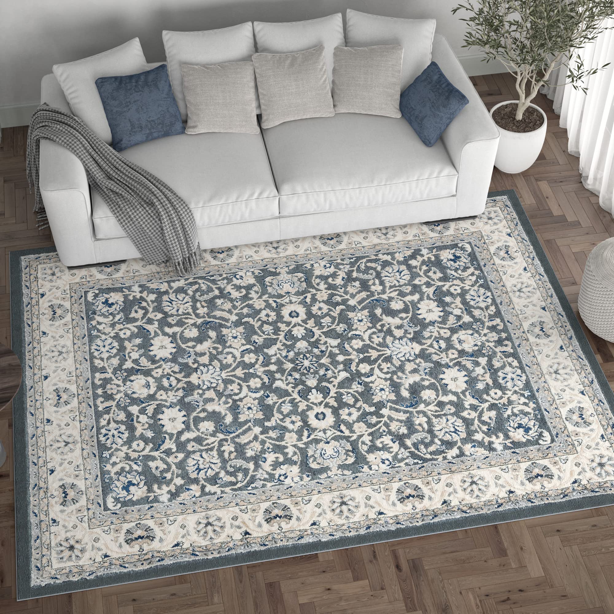 Gray 2x3 Entry Rug - Non-Slip Indoor Front Door Mat - Small Area Rug for Kitchen & Bathroom - Modern Home Decor for Living Room, Bedroom & Entryway