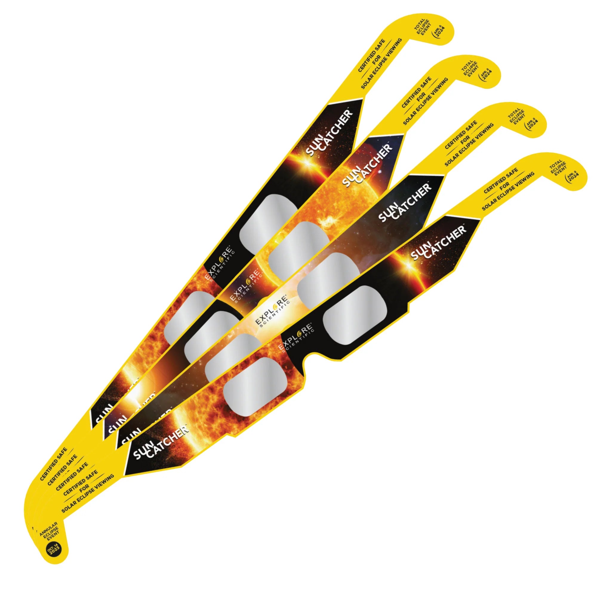 Sun Catcher Solar Eclipse Glasses (4 Pack) - CE & ISO Certified Safe Viewing Glasses for Solar Eclipses, Astronomy Events & Sun Gazing - Perfect for Eclipse Parties, School Activities & Outdoor Adventures