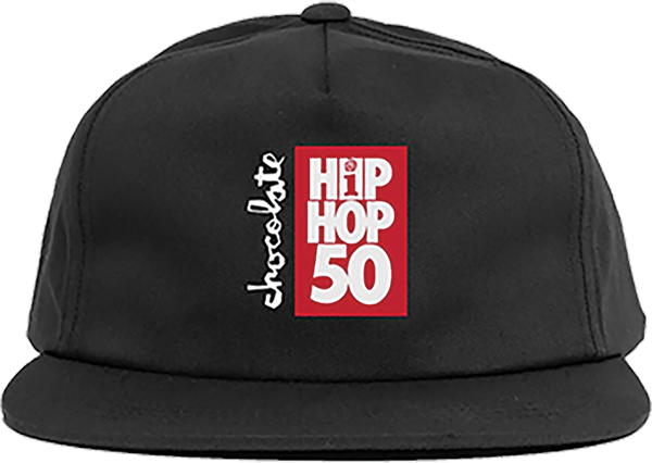 Adjustable Black Skate Hat by Chocolate Interscope Records - Inter50 5-Panel Design for Skateboarding & Streetwear Fashion