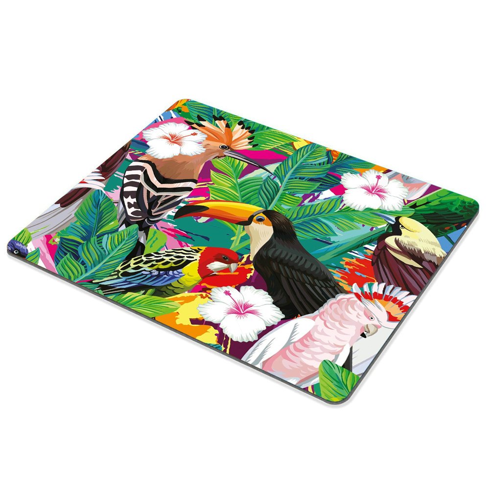 Custom SSOIU Gaming Mouse Pad with Tropical Toucan, Leaves & Hibiscus Flowers - Large Non-Slip Rubber Base for PC, Laptop, Office & Gaming Setup