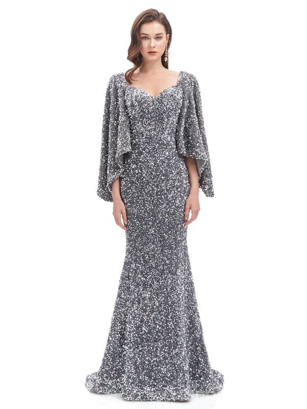 Elegant Dusty Rose Mermaid 3/4 Sleeves Prom Dress for Women - Formal Evening Party Gown with Flowy Skirt (Style 12768) | Perfect for Homecoming, Quinceañera & Special Occasions
