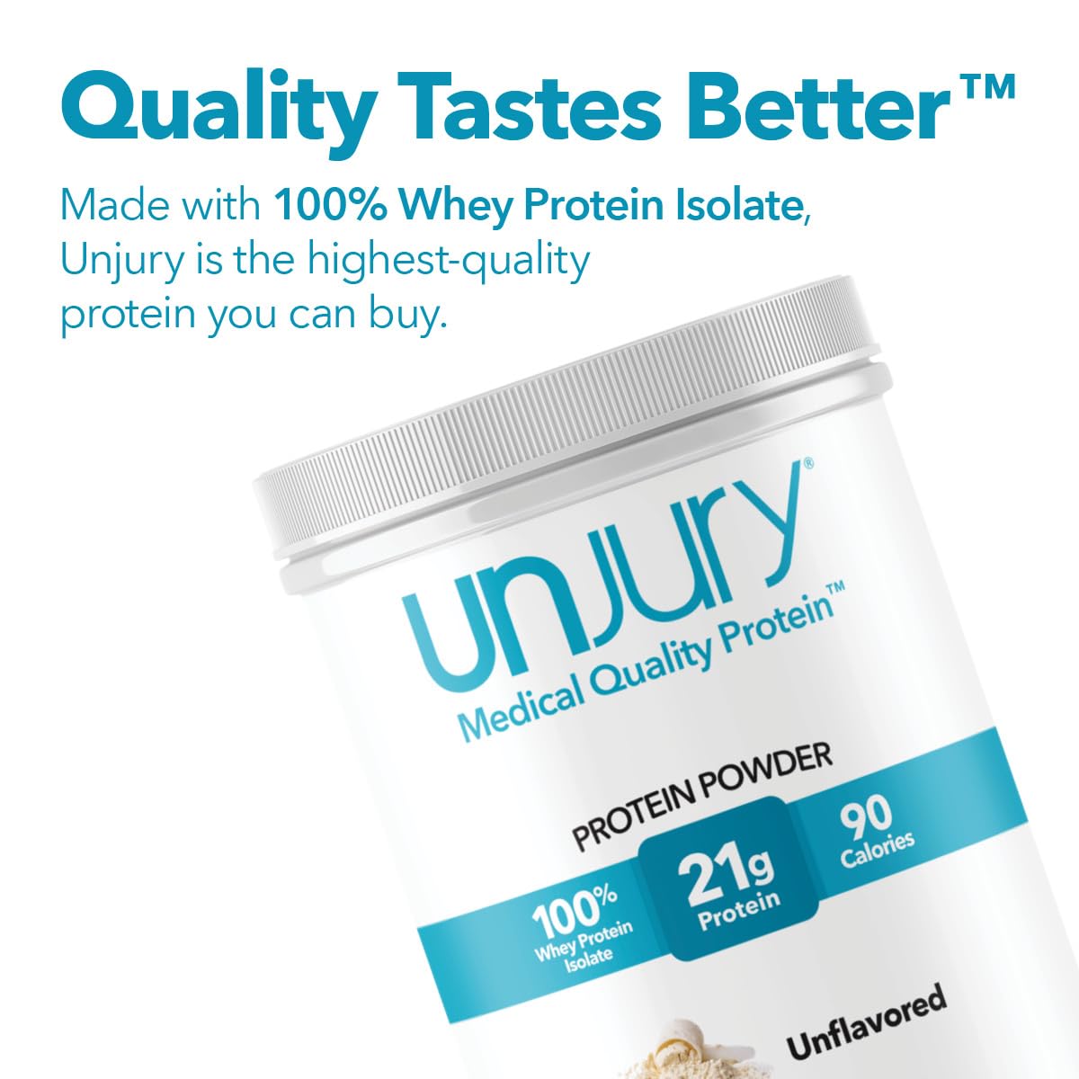Unflavored 100% Whey Protein Isolate Powder | 21g Protein per Serving | Low Carb, Sugar Free & Gluten Free | Kosher Certified | 15 Servings | Ideal for Post-Workout Recovery & Meal Replacement