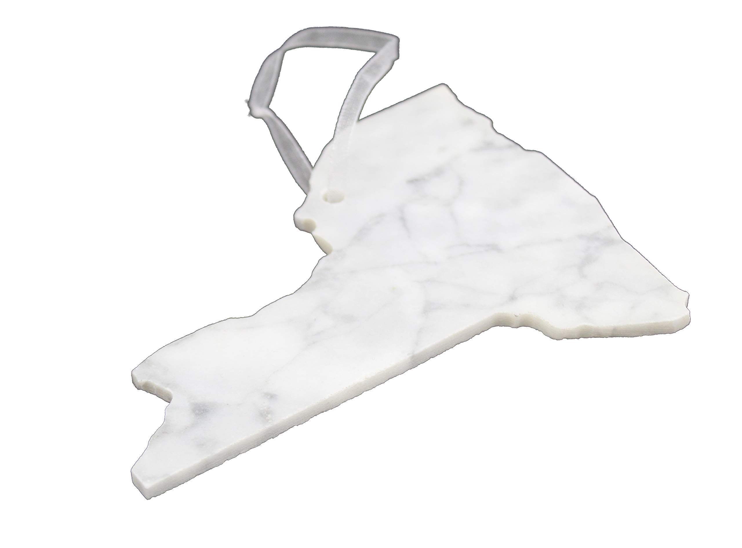 Personalized Laser Engraved New York White Marble Christmas Ornament - Custom Holiday Decor for Tree, Gift & Home Decoration