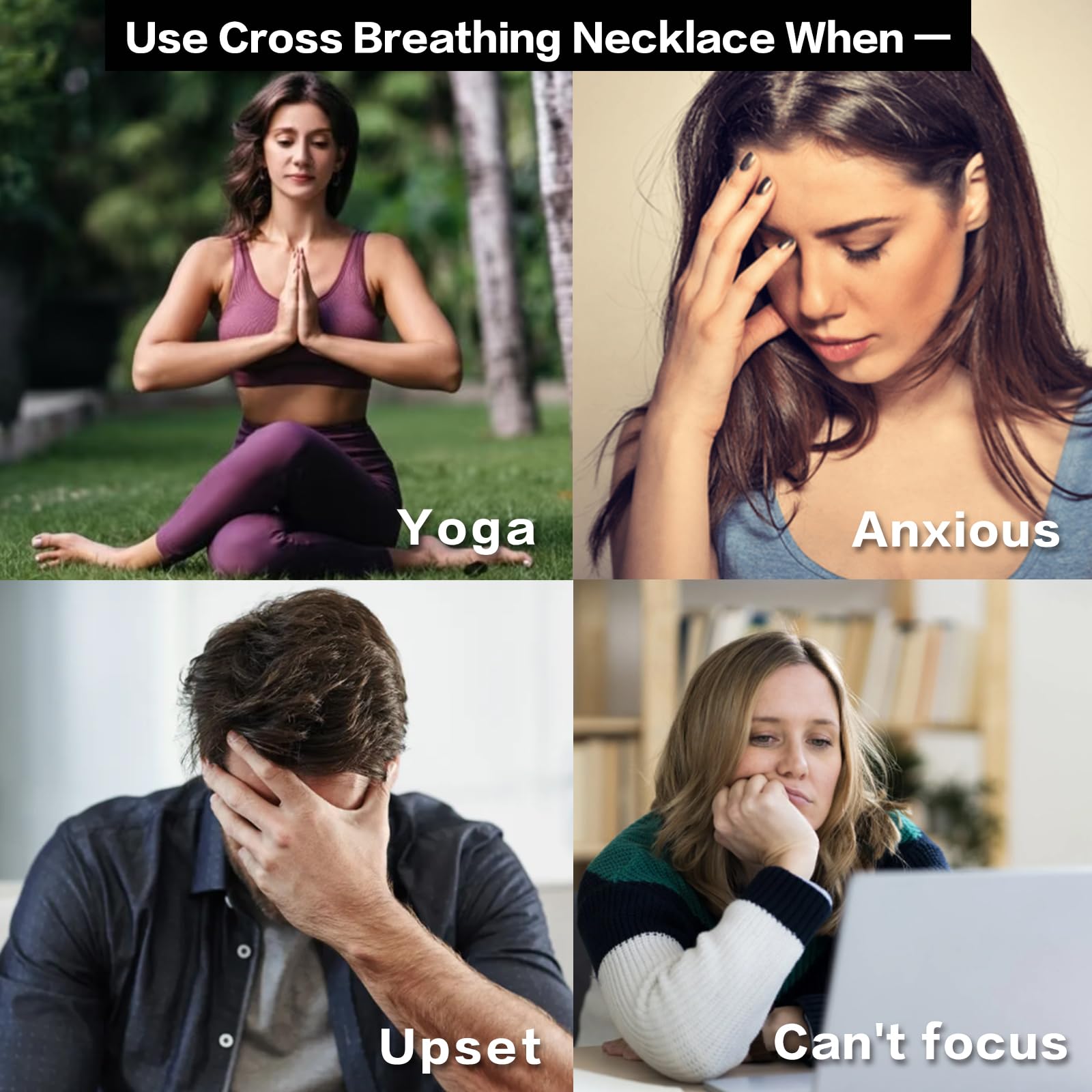 Breathlink Quit Smoking Necklace - Stainless Steel Anxiety Relief Gift for Mindfulness & Meditation