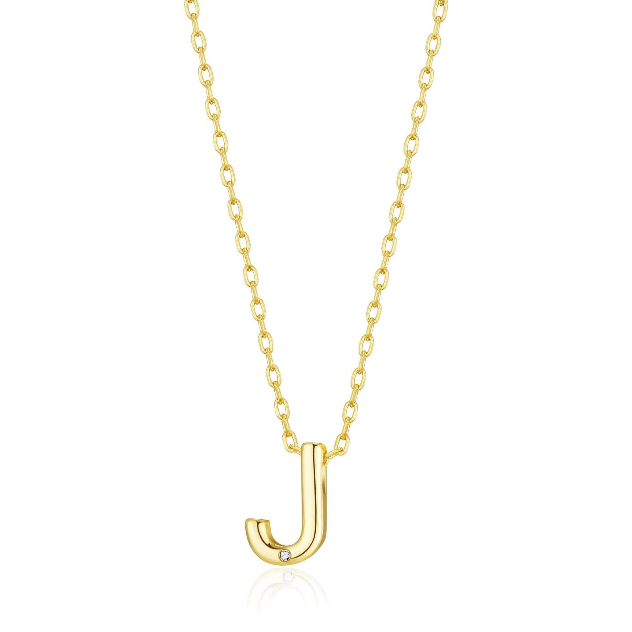 Gold Plated Initial Necklace A-Z with Zircondia® Crystals - Perfect Gift for Her