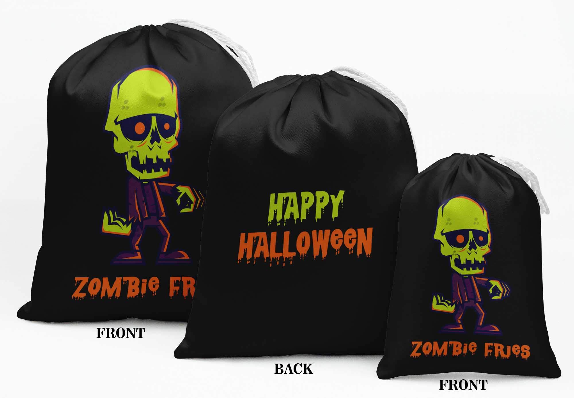 Black Zombie Fries Halloween Party Favor Bags - 15 Pack of Spooky Treat Pouches for Trick or Treat, Classroom Prizes & Costume Party Favors