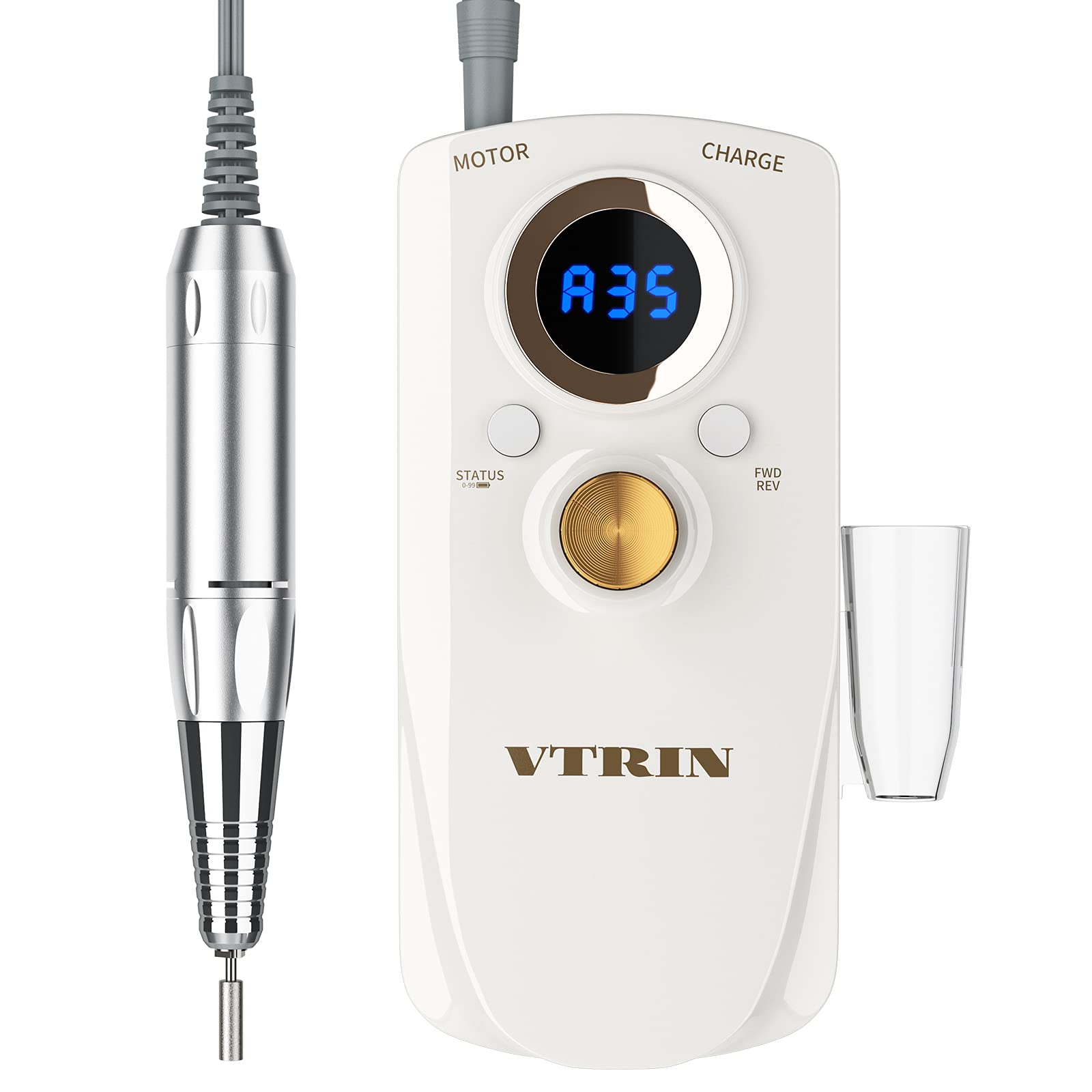 VTRIN Professional Electric Nail Drill Kit - Portable Nail File Machine for Acrylic Nails with 6 Drill Bits & Sanding Bands - Low Heat High Speed Nail Art Tool for Salon, Home & DIY Manicure/Pedicure - Perfect for Nail Extensions, Gel Polish Removal & Nail Shaping