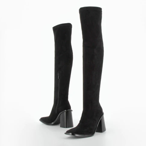 Amandine Women's Thigh High Boots - Black Leather Over The Knee Boots for Fashion, Party & Winter Outfits