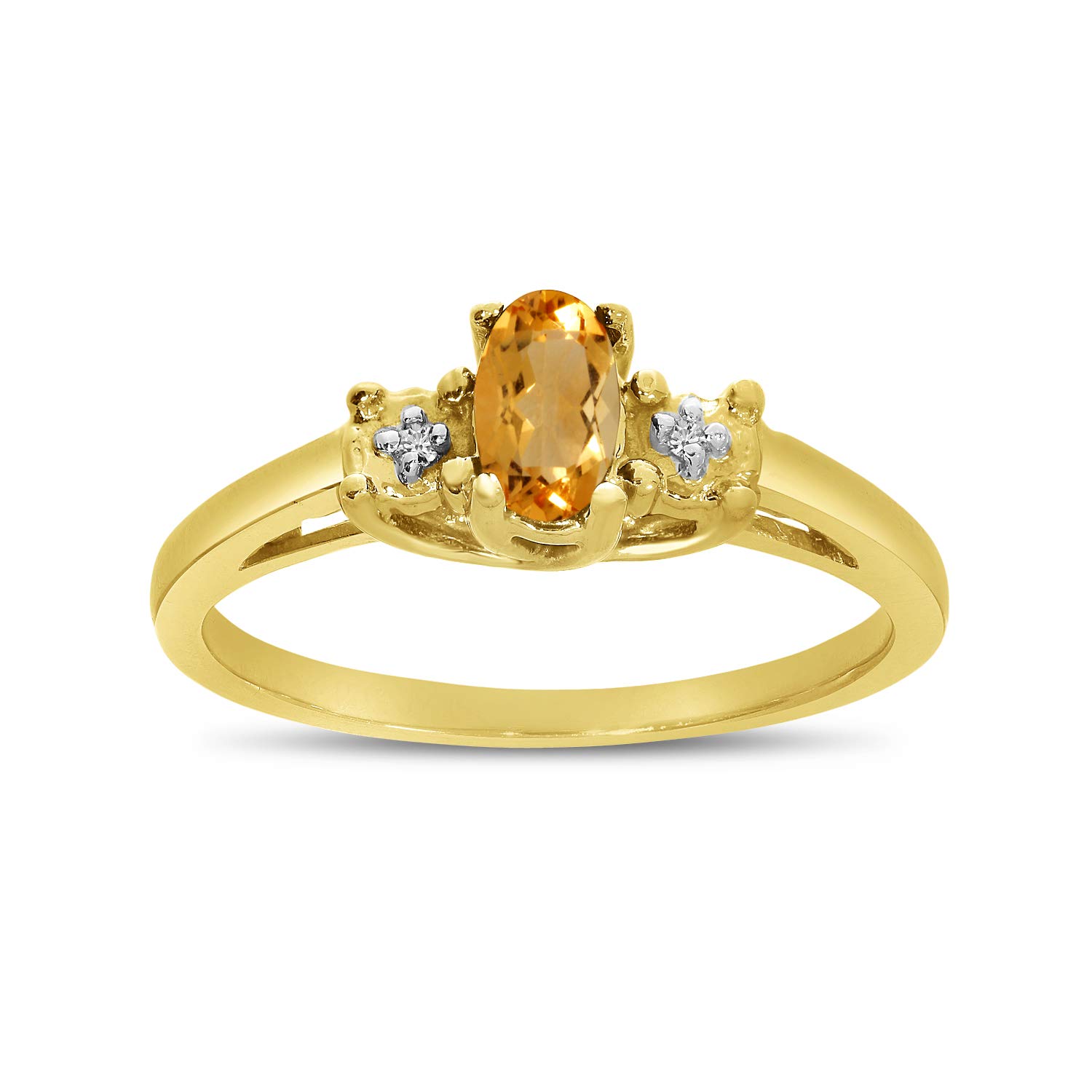 10K Yellow Gold Genuine Birthstone Solitaire Oval Gemstone & Diamond Engagement Ring for Women - Perfect Wedding, Anniversary & Proposal Jewelry Gift