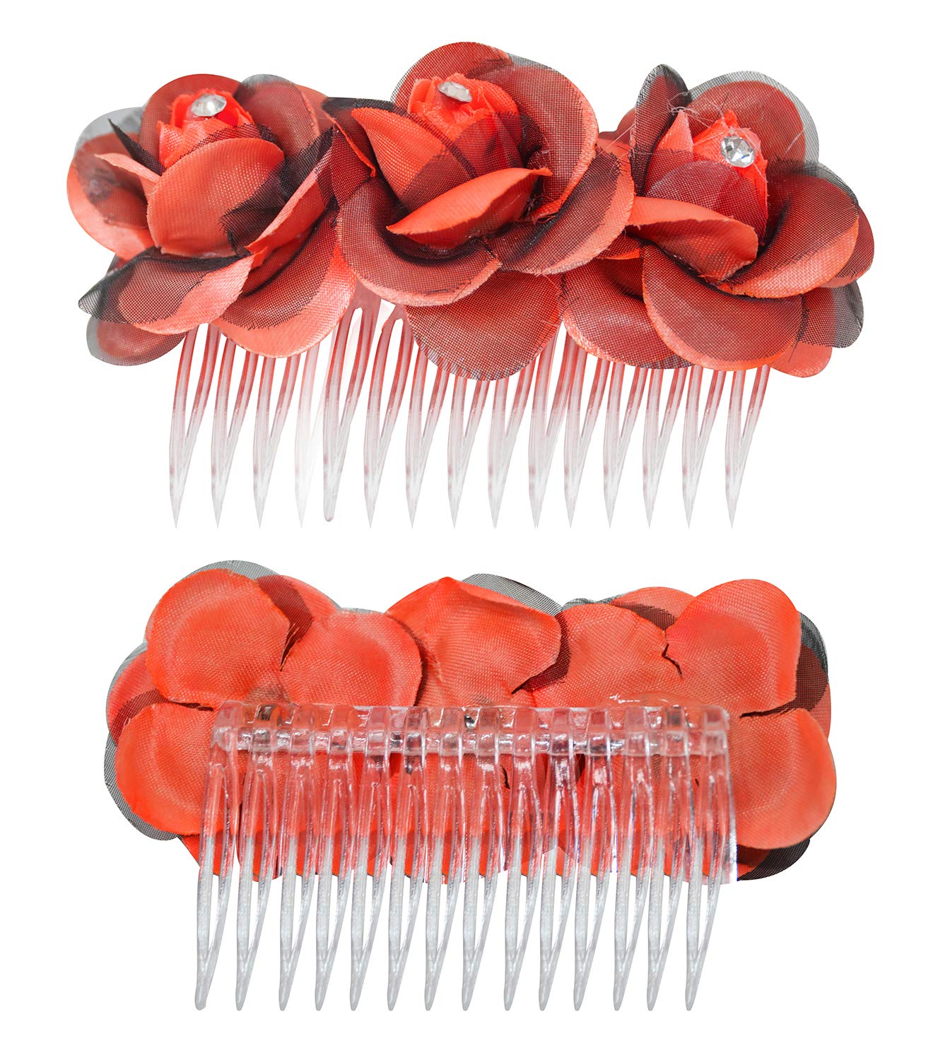 BOXO Flower Hair Clips for Women - Set of 2 Multicolor Hair Accessories for Wedding, Party & Everyday Wear