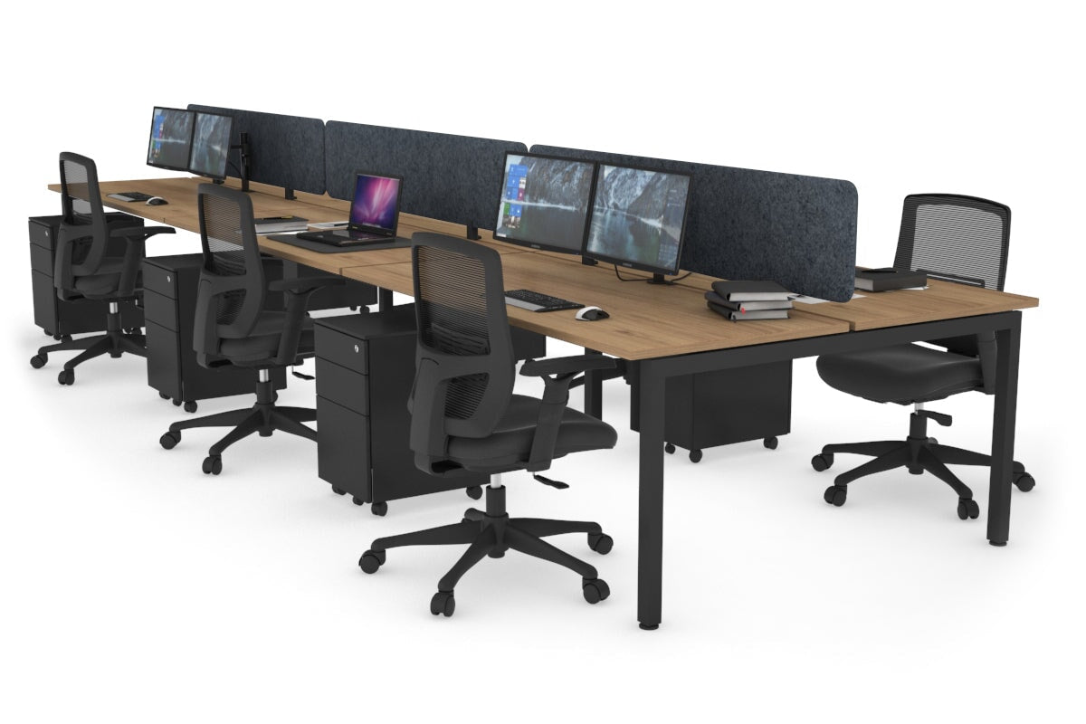 Quadro Square Legs 6-Person Office Workstation Desk [1600L x 700W] - Perfect for Team Collaboration & Open Office Spaces