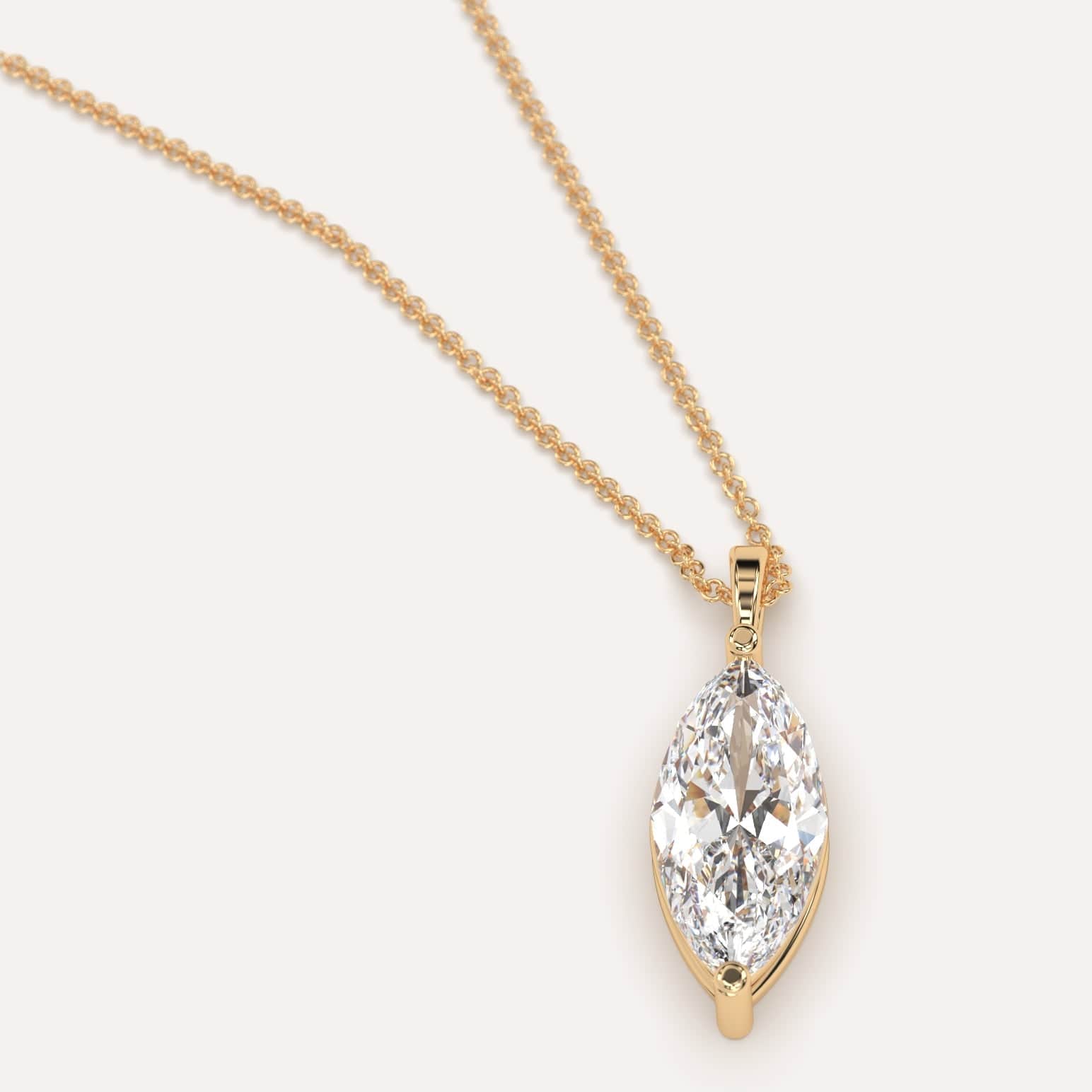 2 Carat Marquise Cut Diamond Pendant Necklace in 14K Gold - Elegant Dainty Jewelry Gift for Women, Perfect for Anniversary, Valentine's Day & Special Occasions