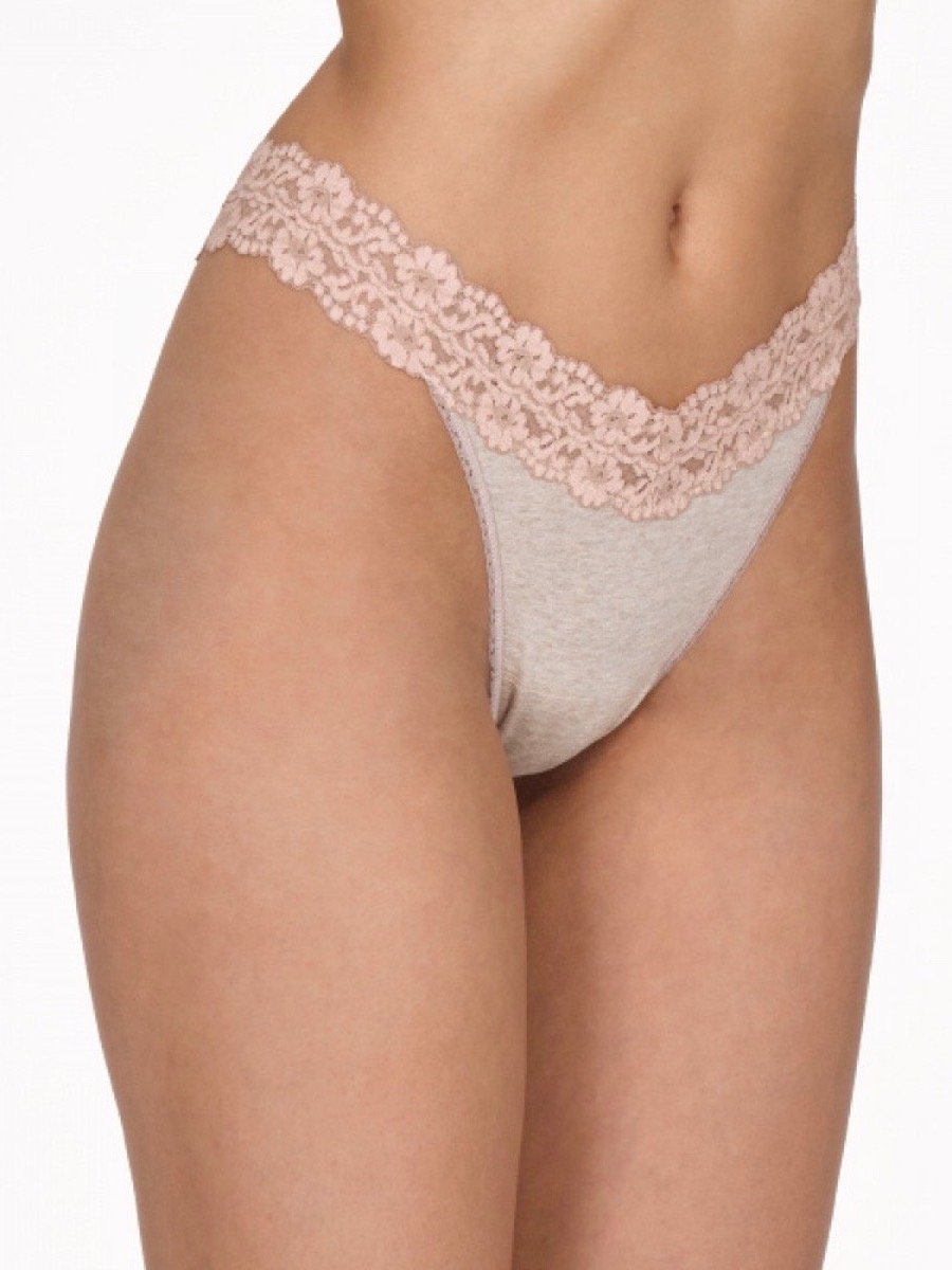 Hanky Panky Heather Jersey Rise Thong - Ultra Soft Stretch Cotton Underwear for Women | Perfect for Everyday Wear, Yoga & Lounge