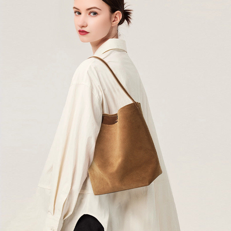 Genuine Leather Shoulder Bag for Women - Soft Large Capacity Tote Handbag - Perfect for Work, Travel & Everyday Use