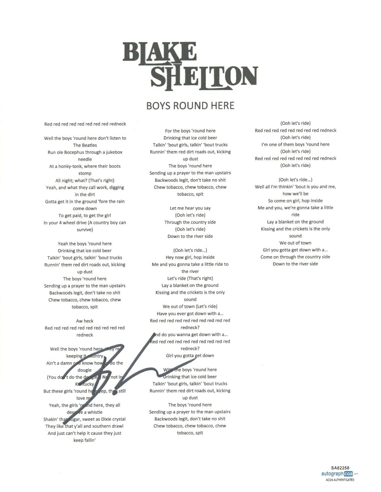 Blake Shelton Autographed 