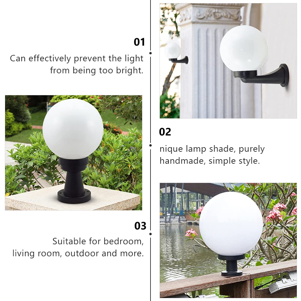 Kisangel 1pc White Acrylic Round Wall Lamp Globe Fixture - 15x15x15cm Replacement Lampshade Cover for Outdoor Light Post, Porch, Garden & Pathway Lighting