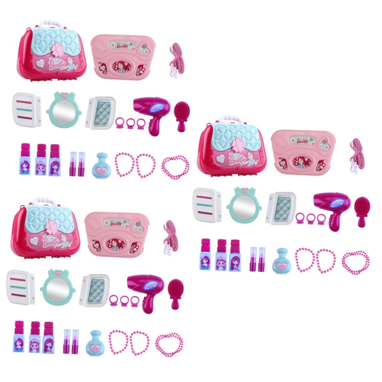 Vaguelly 60 Pcs Pretend Play Makeup Toy Set - Kids Role Playing Dress Up Kit with Funcredible Accessories for Birthday Parties & Creative Playtime
