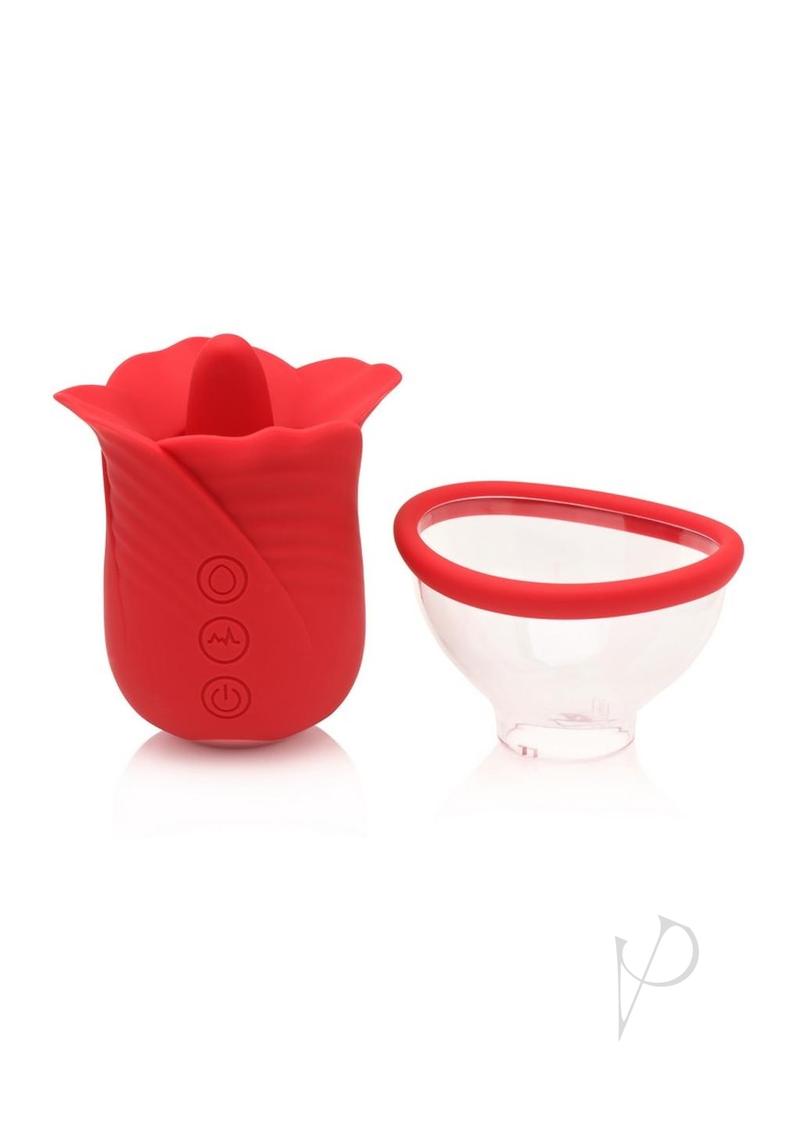 Bloomgasm Rechargeable Silicone Clitoral Stimulator - Dual Sucking & Vibrating Pleasure Toy for Women, Waterproof & Quiet, Perfect for Solo Play or Couples Intimacy (Red)