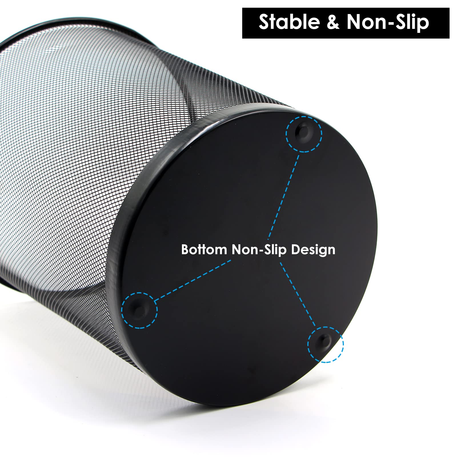 4 Gallon Black Mesh Trash Cans - 10 Pack Metal Wire Wastebaskets for Office, Home & Bedroom | Small Recycling Garbage Bins for Kitchen, Bathroom & Dorm Rooms | Durable Waste Container with Rust-Proof Design