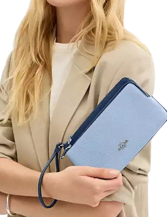 Coach Double Zip Wallet for Women - Genuine Leather Crossbody Wallet with RFID Protection - Perfect for Travel, Shopping & Everyday Use