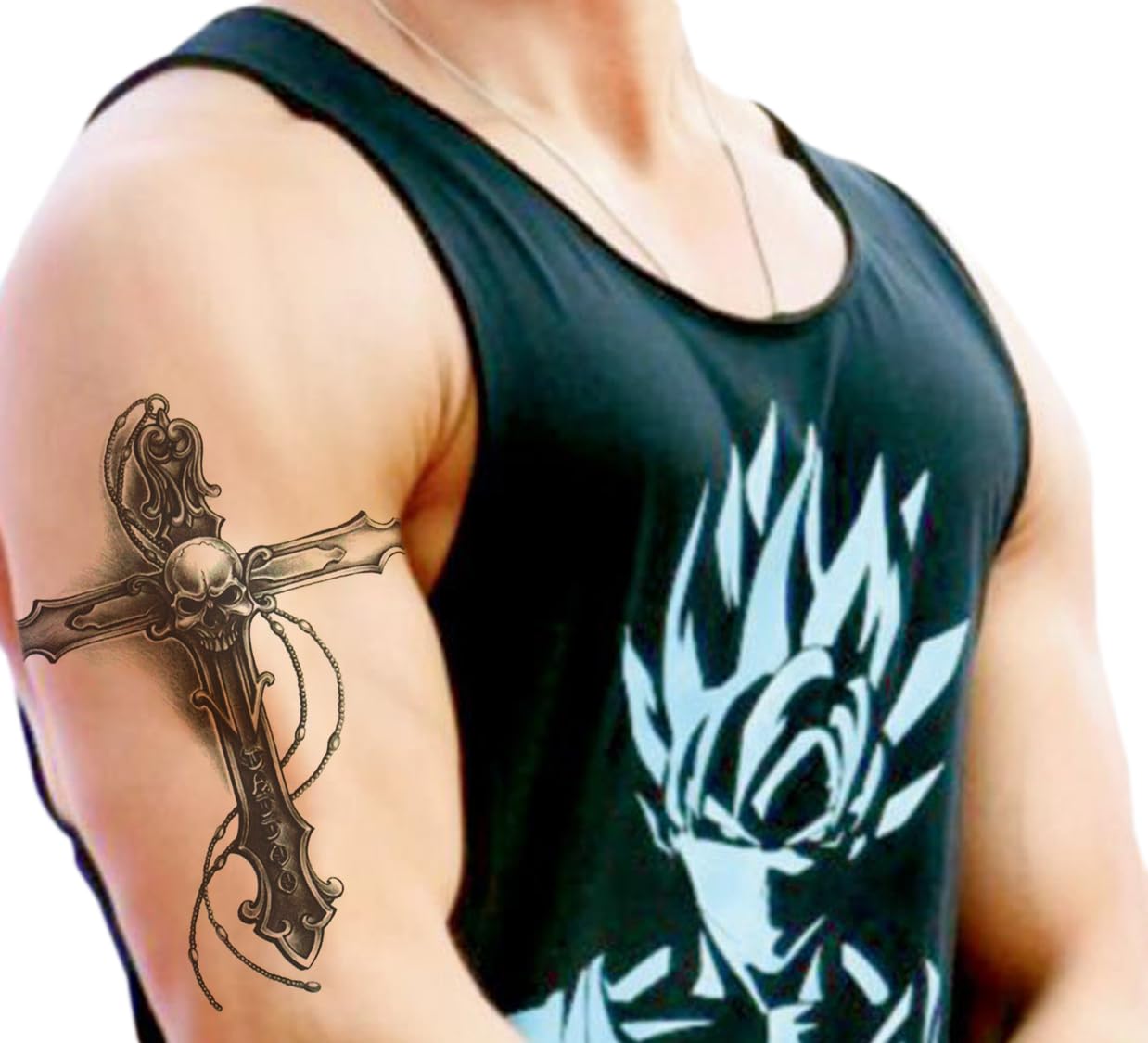 Waterproof Temporary Tattoo Stickers for Men & Women - 3D Realistic Flowers, Butterflies, Stars, Angels, Wolves & Armband Designs (21x15cm) | Perfect for Parties, Festivals, Cosplay & Body Art | HB-838