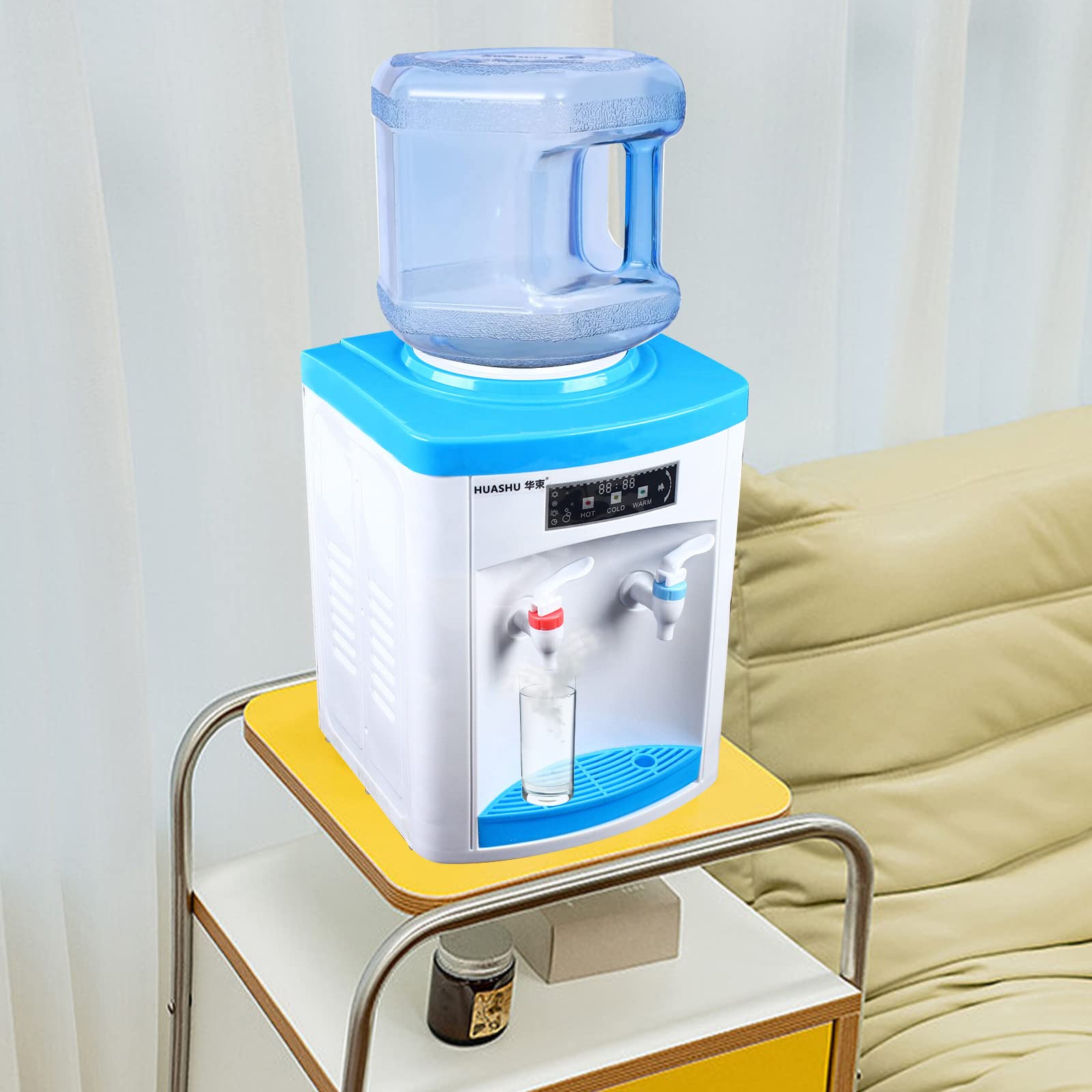 5 Gallon Compact Countertop Water Dispenser - Hot & Cold Top-Loading Desktop Water Cooler with 3 Temperature Settings (Hot/Warm/Cold) - Perfect for Office, Home, Dorm Room or Small Spaces