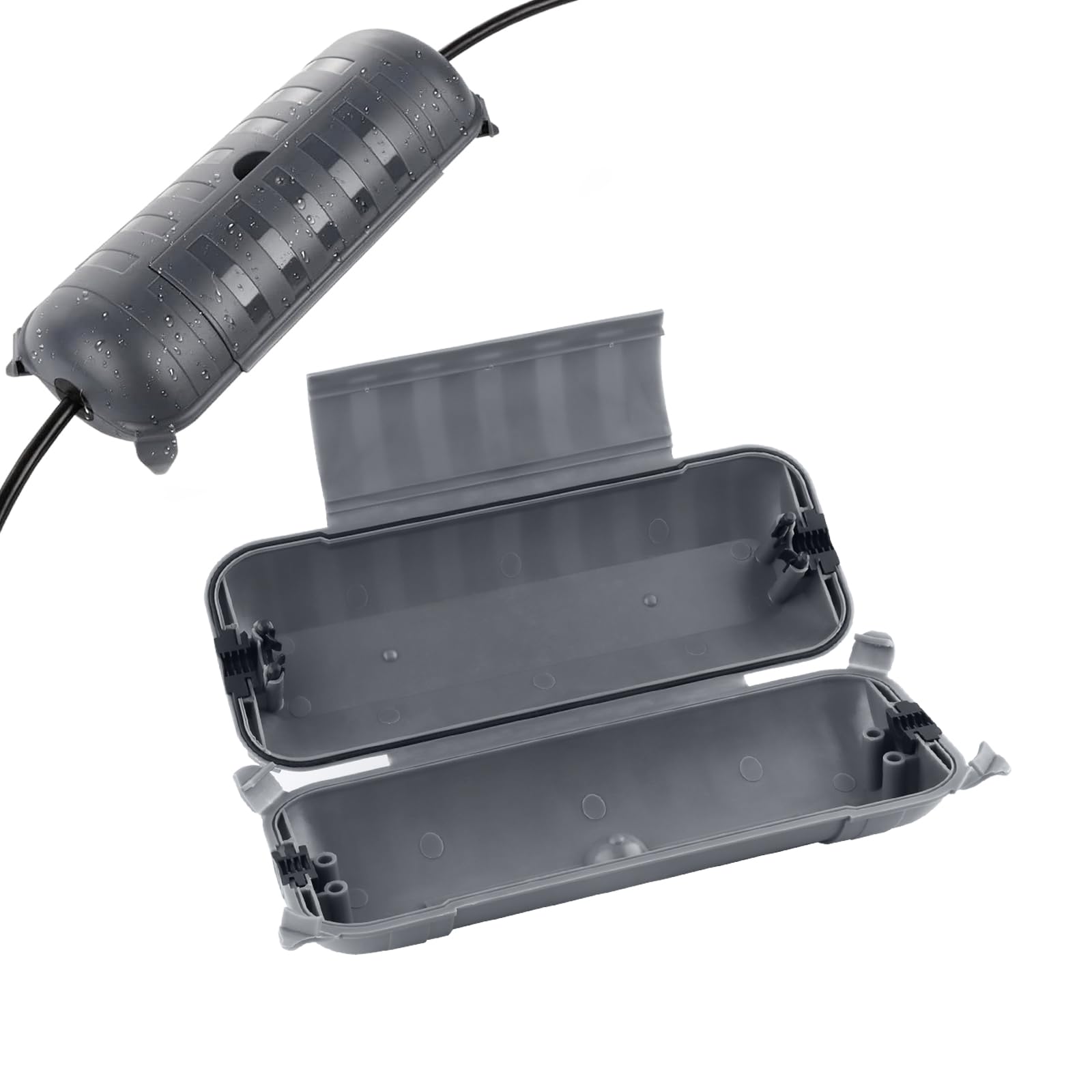 2 Pack Outdoor IP44 Waterproof Electrical Junction Box by Restmo - Weatherproof Extension Cord Cover & Safety Enclosure for Holiday Lights, Power Tools, Garden Fountains (Gray) - Perfect for Outdoor Decorations, DIY Projects & Wet Environment Protection