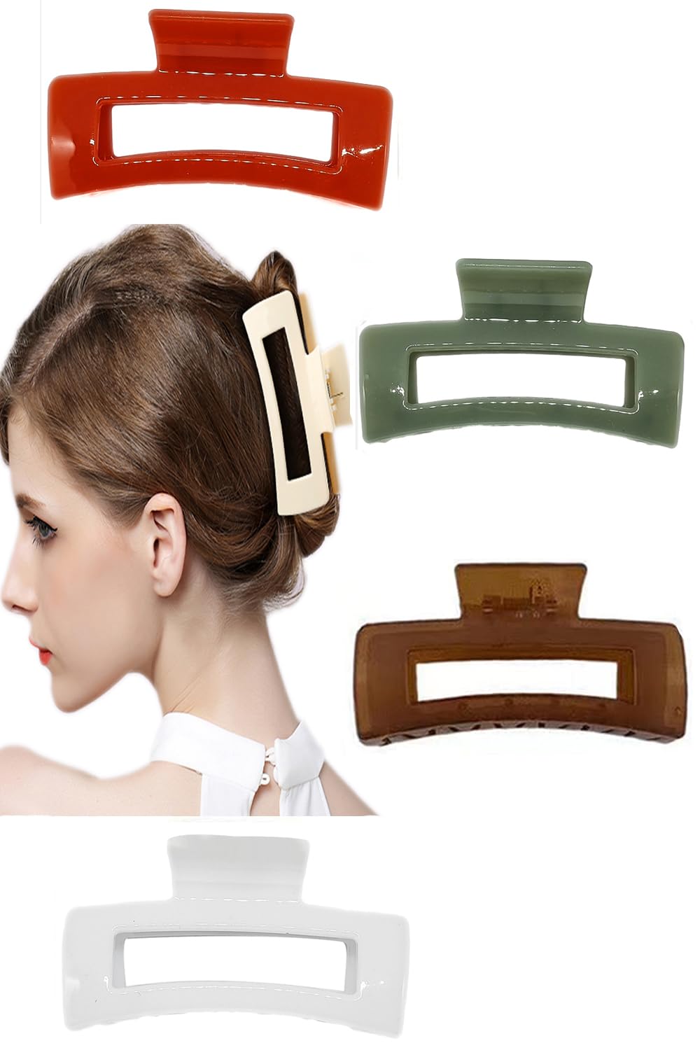 THE MARKETVILLA XXL Big Claw Clips for Thick Hair - 4 Pack Large Hair Clips for Women, Strong Hold Hair Clutcher - Perfect for Ponytails, Buns & Updos - Salon Quality Hair Accessories