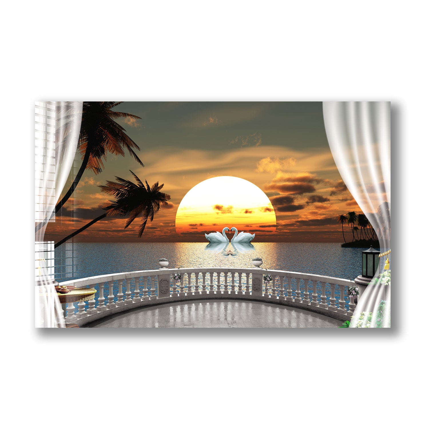 Sunset in Balcony - Premium Wall Art Canvas Print for Home & Office Decor - Perfect for Living Room, Bedroom or Gift