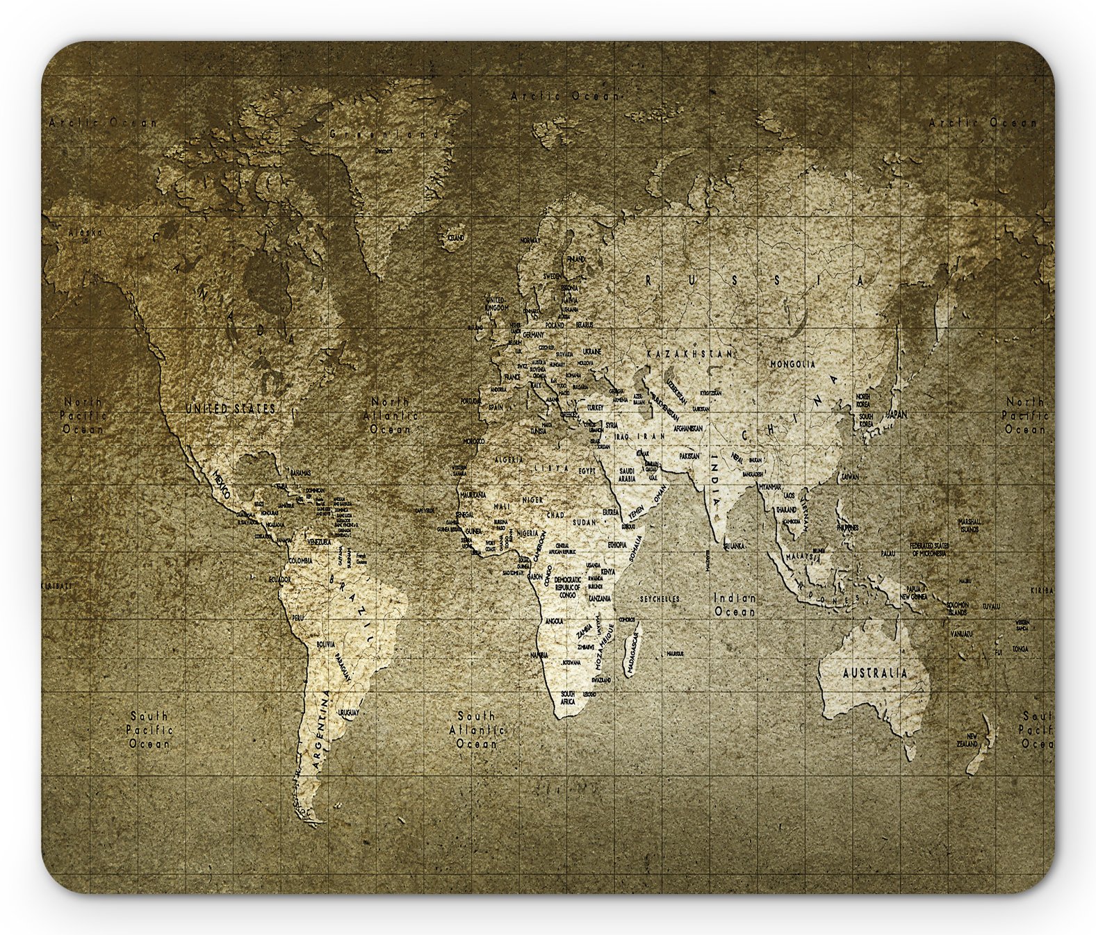 Ambesonne Antique Mouse Pad with Old World Map Design - Non-Slip Rubber Base, Standard Size (Army Green) - Perfect for Office, Gaming & Home Computer Use