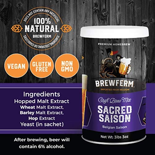 Brewferm Buckrider Belgian Homebrewing Kit - Premium Deluxe No Boil Saison Craft Beer Mix (15L/4 Gal) for Home Brewing Enthusiasts - Perfect for Parties, Gifts & DIY Beer Making
