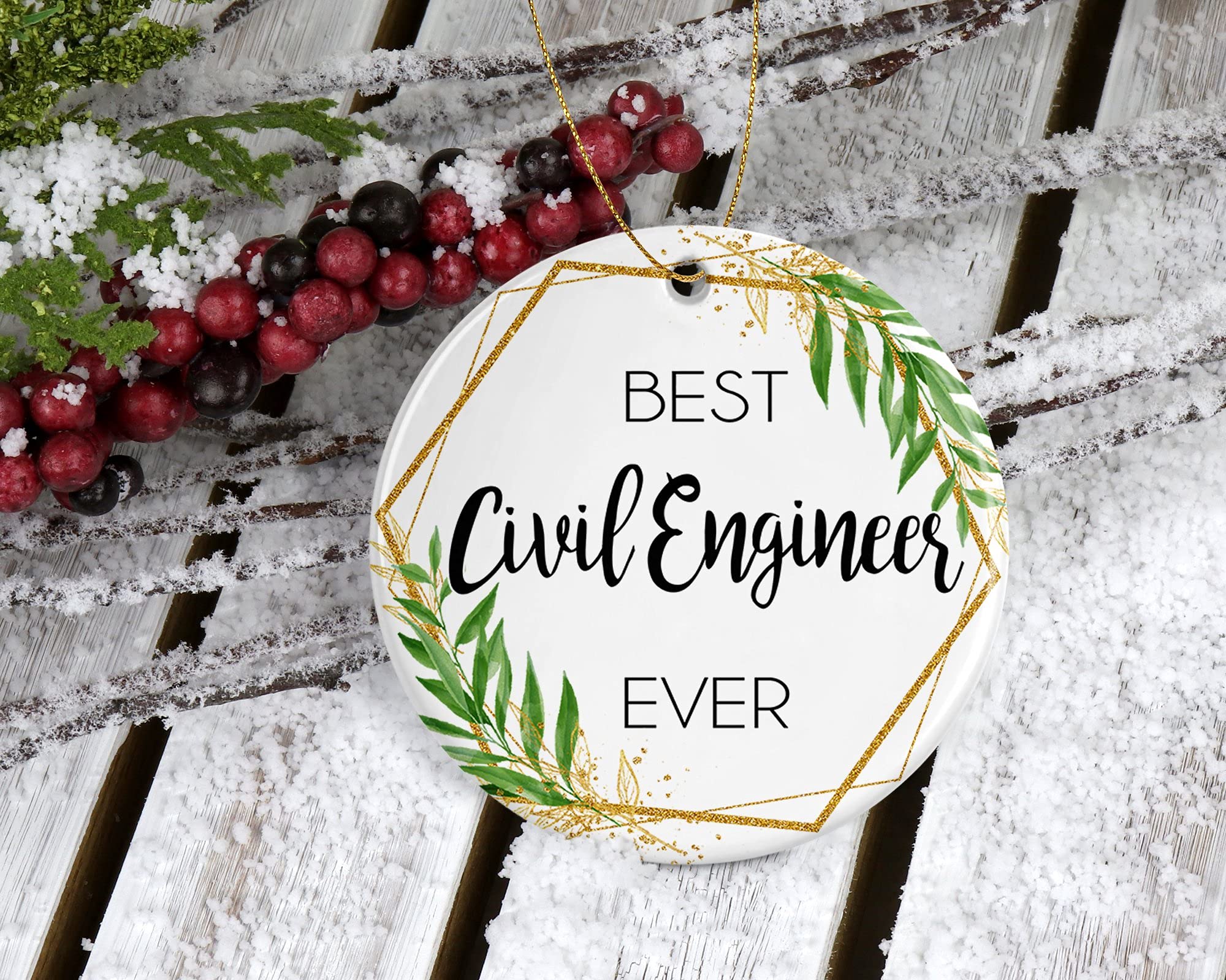 Civil Engineer Christmas Ornament - Ceramic Round Hanging Decoration for Tree | Perfect Gift for Engineers & Construction Professionals | Holiday Home Office Decor