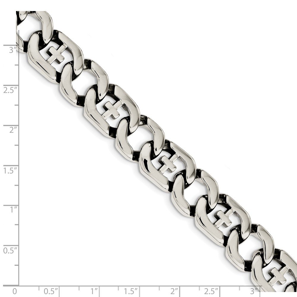 Stainless Steel Cross Link Bracelet for Men & Women - 8.5 Inch Adjustable Chain Wristband - Durable Fashion Jewelry for Daily Wear, Gifts & Religious Occasions