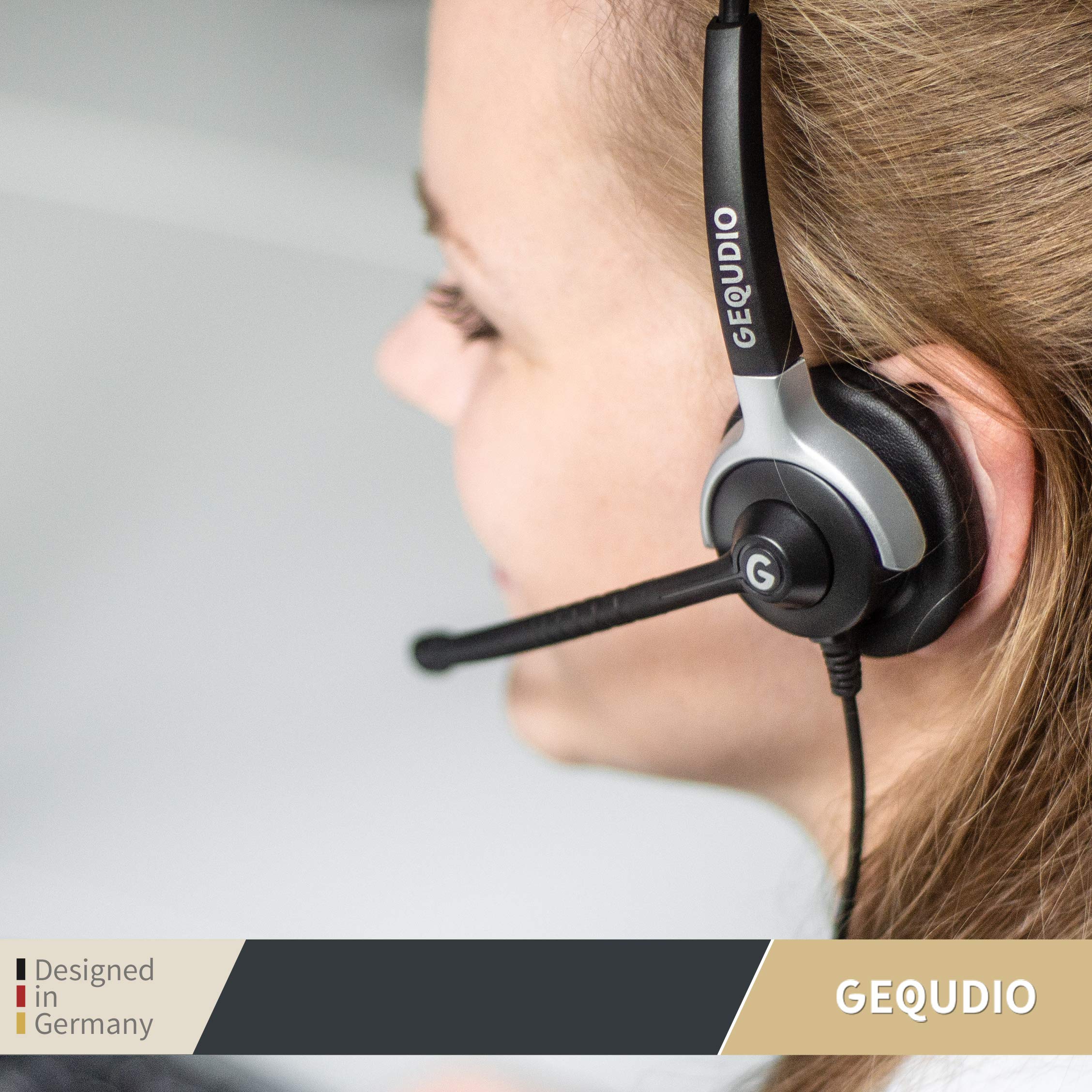GX3+ GX5+ Wired Headset with RJ Cable - Lightweight Mono Headphones with Replaceable Cable, Ear Pads & Mic Cover - Perfect for Call Centers, Office & Customer Service