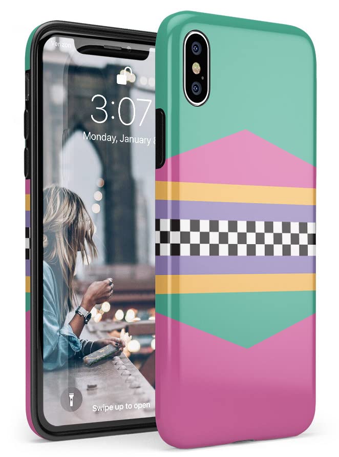 Casely iPhone Xs Max Case - Rad Dad 80's Retro Colorblock Protective Cover | Durable Slim Fit Shockproof Phone Case for Men & Women | Perfect for Work, Travel & Everyday Use