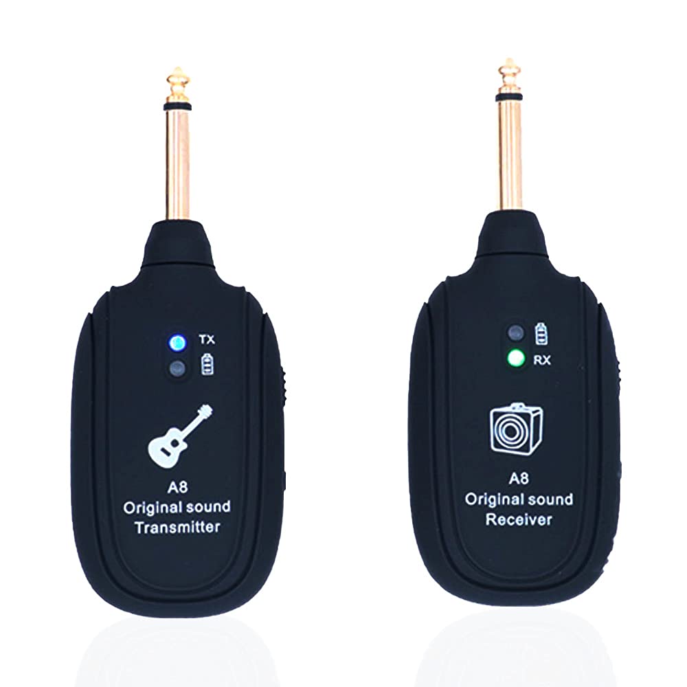 Alnicov UHF Wireless Guitar System Transmitter & Receiver - 20Hz-20kHz Range for Electric Guitar, Bass & Violin (A8 Upgraded Version) - Perfect for Live Performances, Studio Recording & Stage Shows