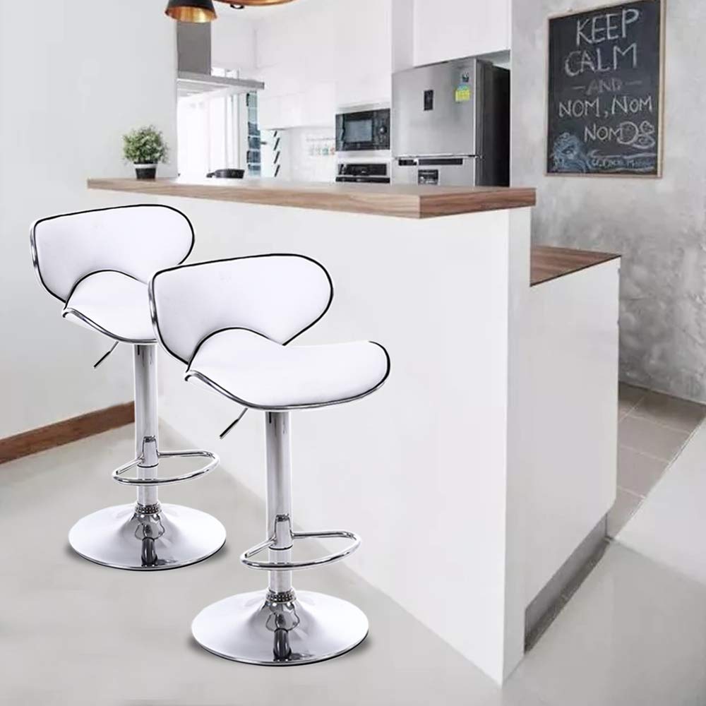 Adjustable Swivel Bar Stools with Hydraulic Lift - PU Leather Counter Height Stools with Footrest & Butterfly Back for Kitchen, Dining Room, Pub - Perfect for Entertaining, Breakfast Bars & Home Decor