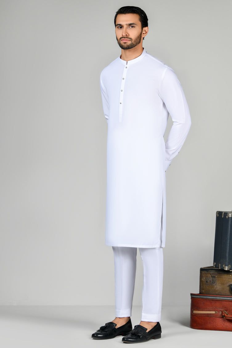 Stylish Blended Off White Kurta Trouser by J. Junaid Jamshed - Perfect for Eid, Weddings & Formal Occasions