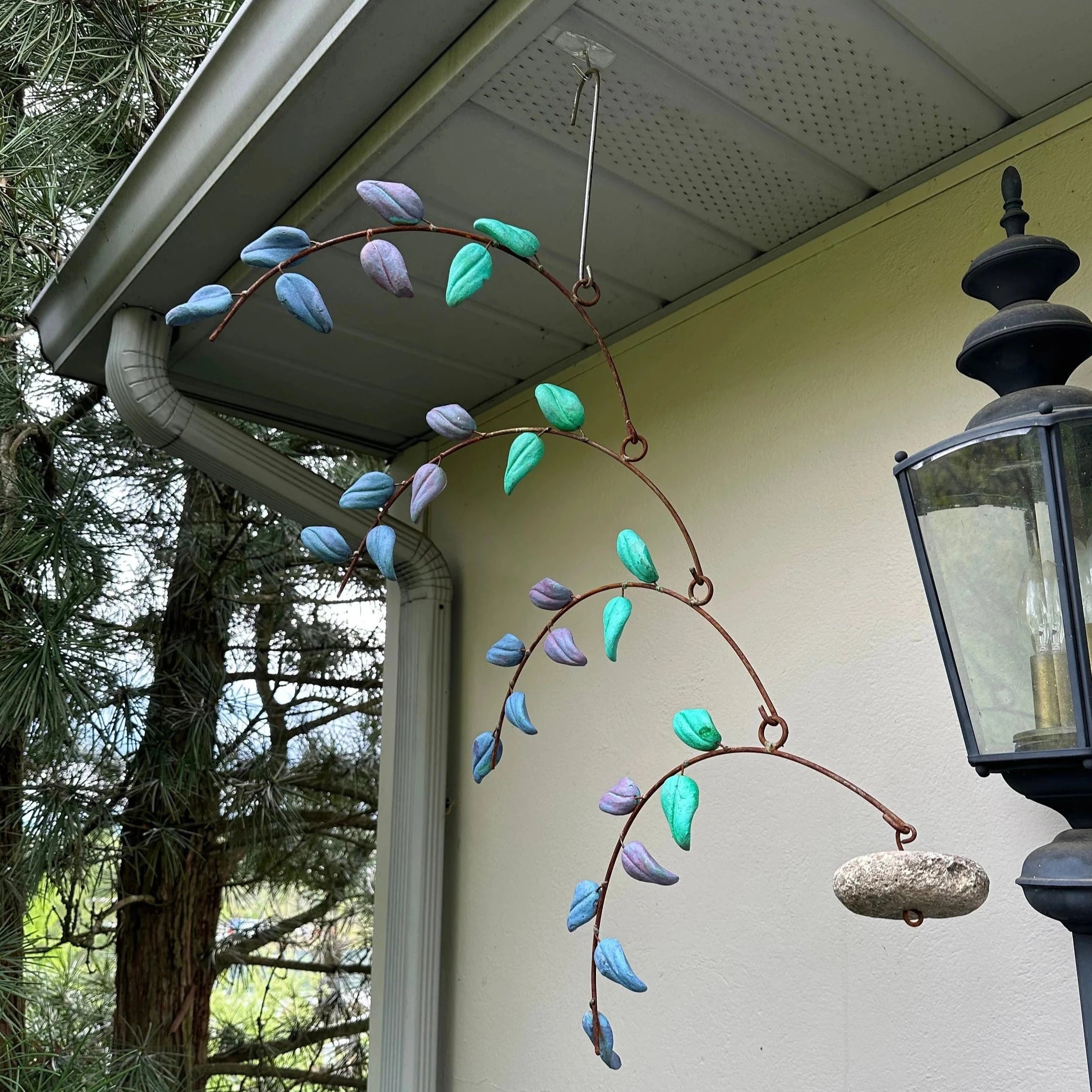 Handmade Terra Cotta Multi-Colored Leaf Mobile - Boho Home Decor for Nursery, Living Room & Outdoor Garden