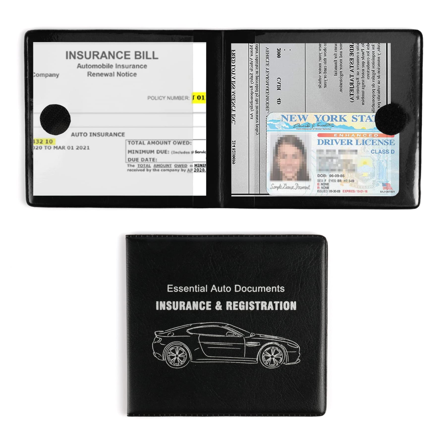 UYYE 2 Pack Car Registration & Insurance Card Holder - Vehicle Glove Box Organizer, Interior Accessories for Documents, Cards, License - Perfect for Road Trips & Daily Commutes