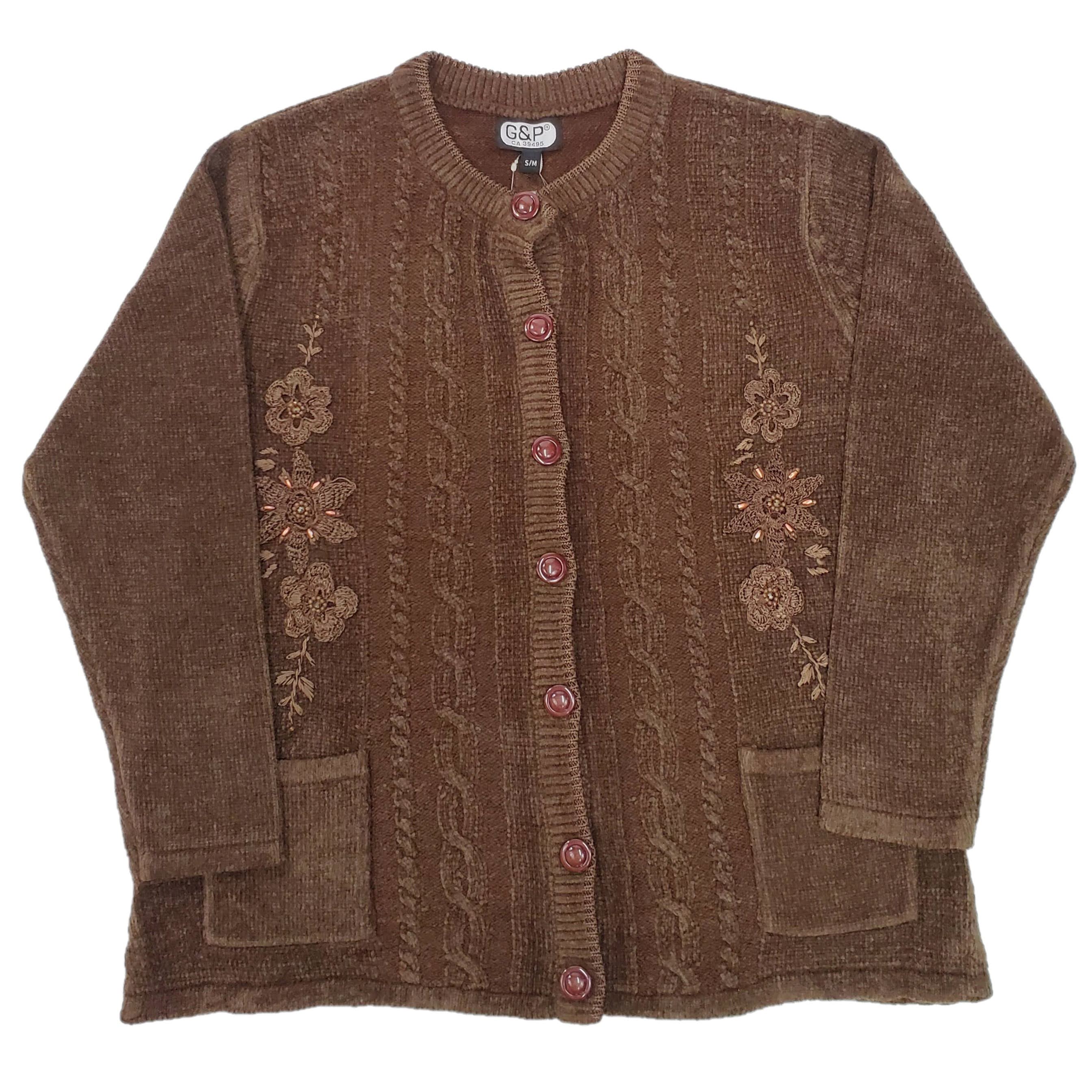 Women's Chenille Embroidery Designer Cardigan - Soft Knit Sweater for Fall & Winter - Perfect for Office, Date Night & Casual Outfits