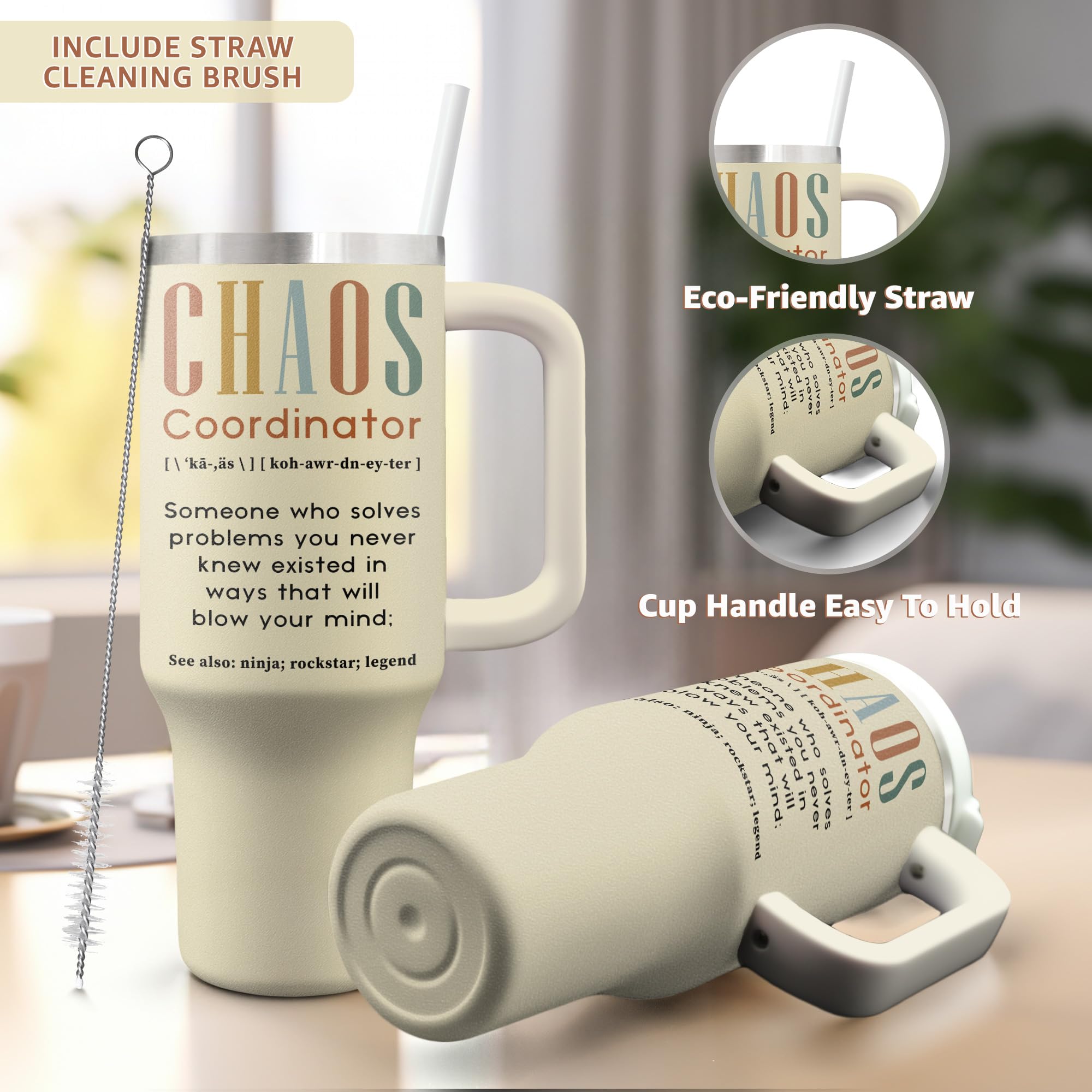 Funny 40oz Tumbler with Handle & Straw Lid - Perfect Gift for Women, Mom, Sister, Best Friend, Boss, Coworker, Manager, Teacher | Birthday, Christmas, Mother's Day Gift | Great for Office, Home, Gym & Travel Use