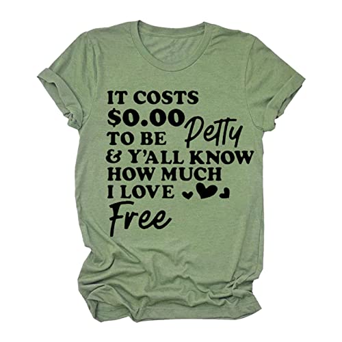 Women's Printed Round Neck Short Sleeve Tunic Blouse - Casual Flowy T-Shirt with Letter Design for Athletic Wear, Workout, and Everyday Fashion