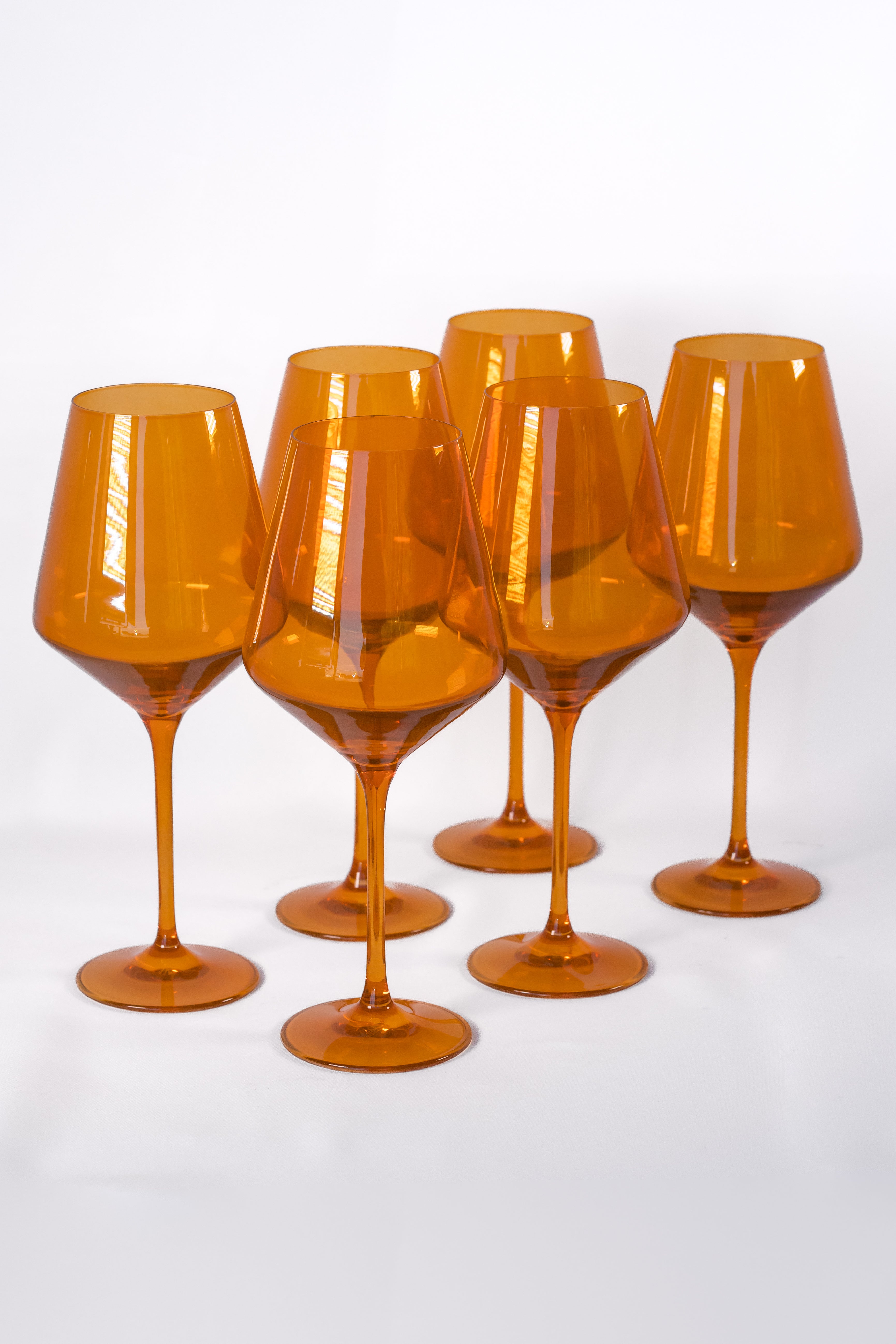 Estelle Colored Wine Glasses Set of 6 - Butterscotch Stemware for Red & White Wine - Perfect for Dinner Parties, Weddings & Home Entertaining