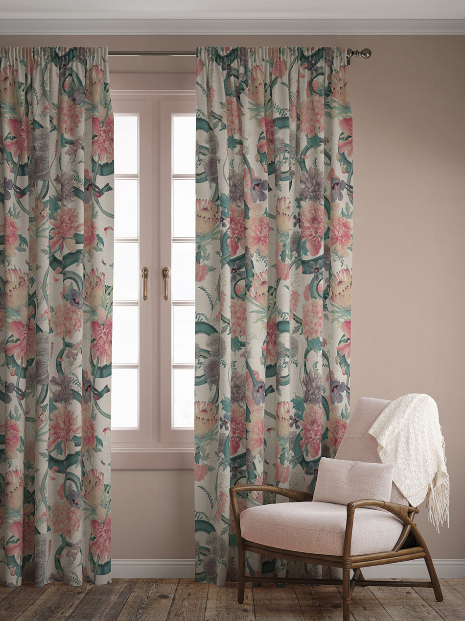 Forbidden Bloom 'Bone White' Linen Fabric Sample - Premium Home Decor & Upholstery Material for DIY Projects, Curtains, and Table Runners