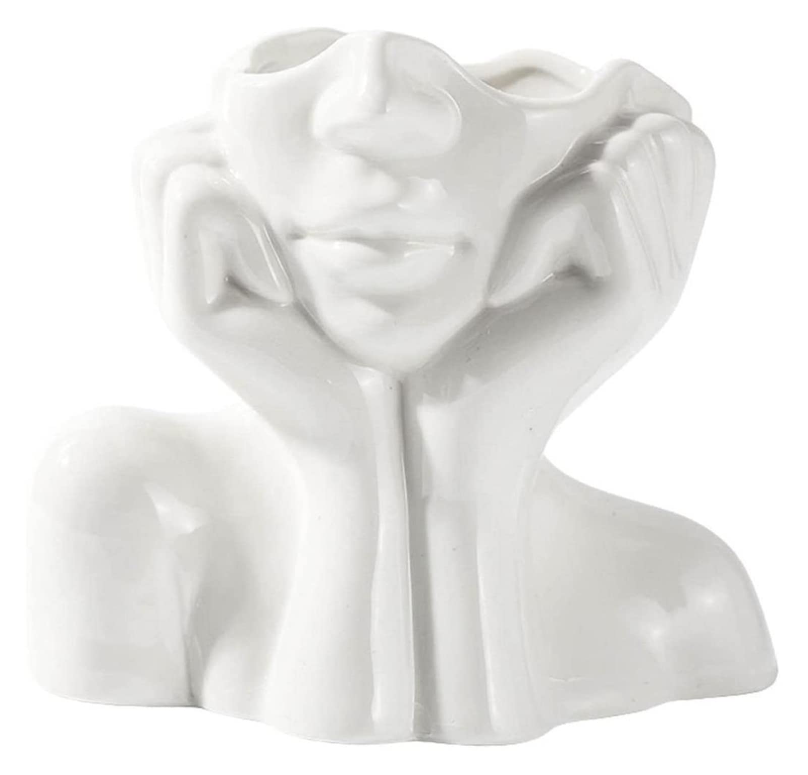 Ceramic Face Sculpture Vase - Handcrafted Art Decor for Tabletop Flower Arrangement | Modern Home & Office Decoration | Perfect for Living Room, Bedroom, and Gift Giving