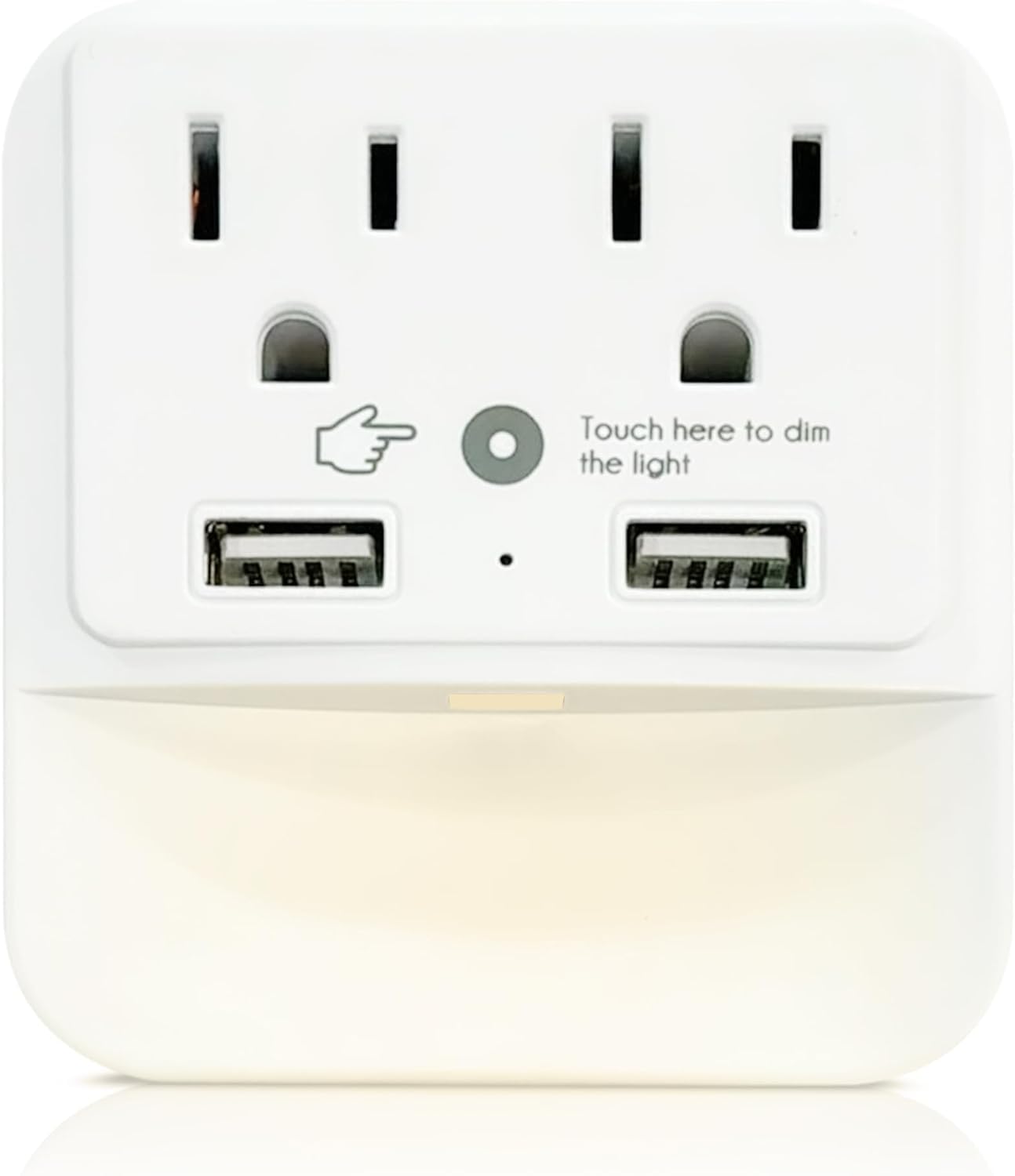 2-Outlet Power Adapter with Nightlight, 2 USB Ports (2.1A Total), Surge Protection & Dusk-to-Dawn Sensor - Multi Plug for Home, Office, School (White) - Perfect for Bedrooms, Dorms and Workspaces