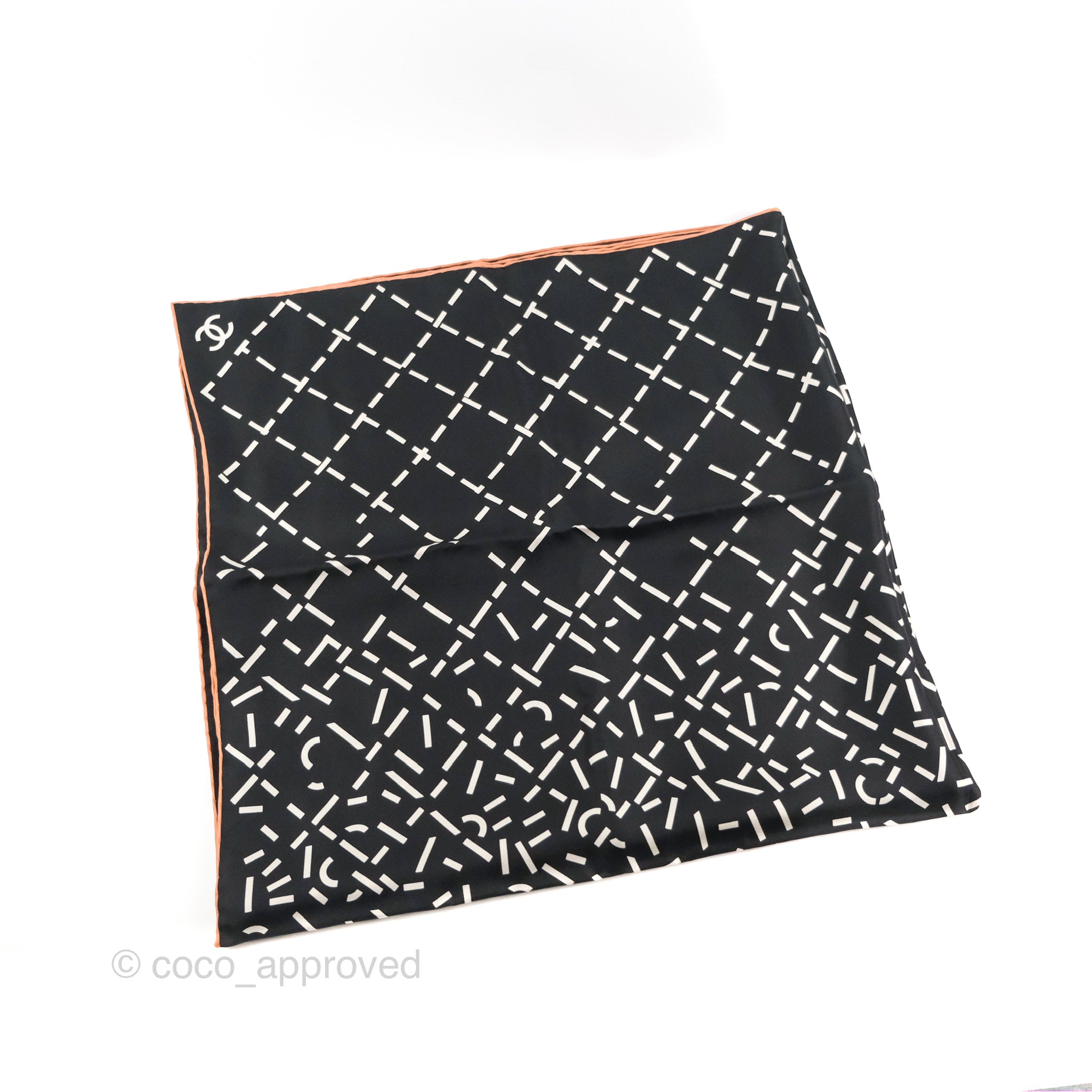 Chanel CC Silk Square Scarf 90 - Luxury Black & White Designer Scarf for Women | Perfect for Gift, Party & Everyday Fashion Accessory