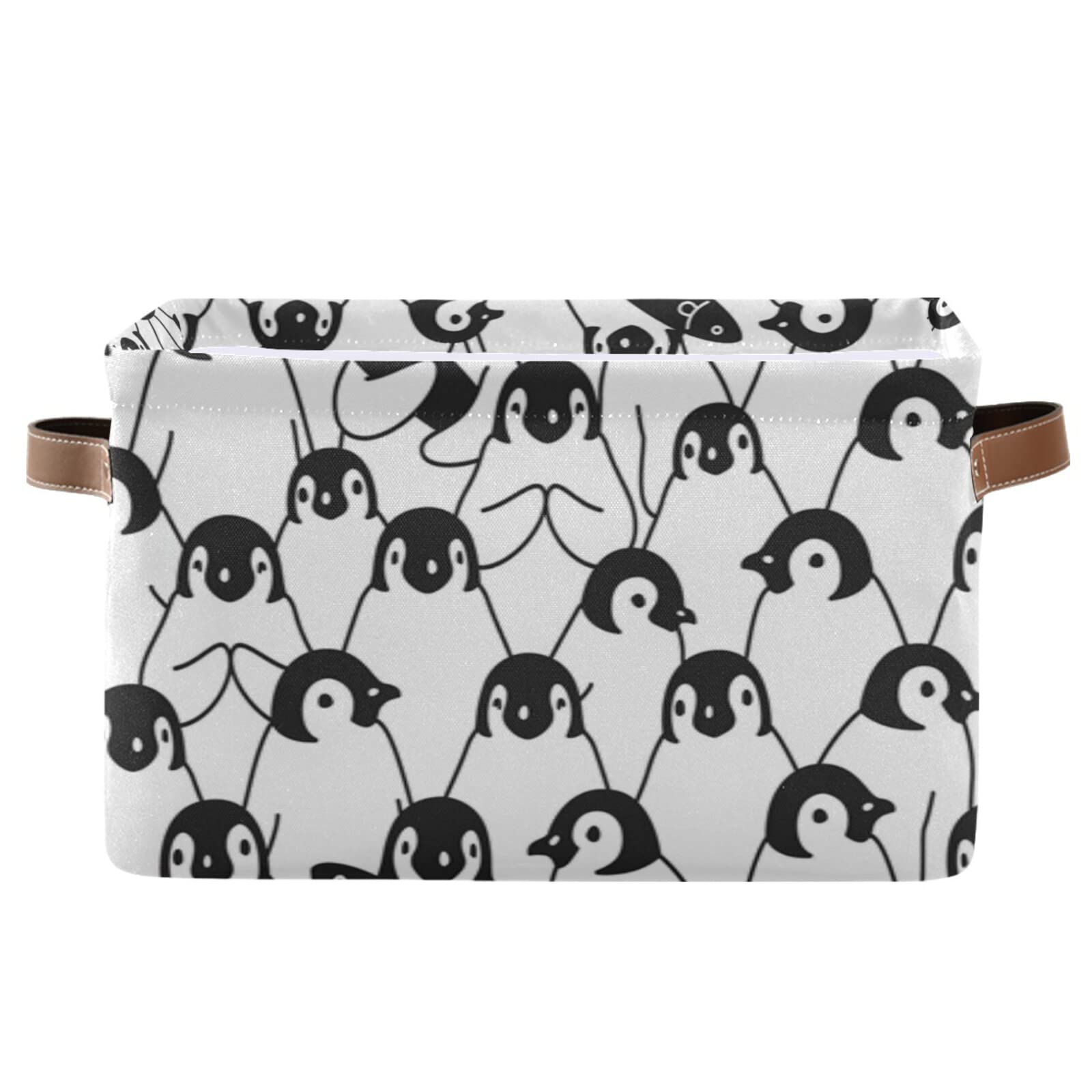 ASLSIY Penguin Storage Basket - Collapsible Canvas Laundry Hamper with Handles (2-Pack) - Nursery Toy Organizer for Bedroom, Closet & Living Room - Perfect for Kids' Toys, Blankets & Home Organization